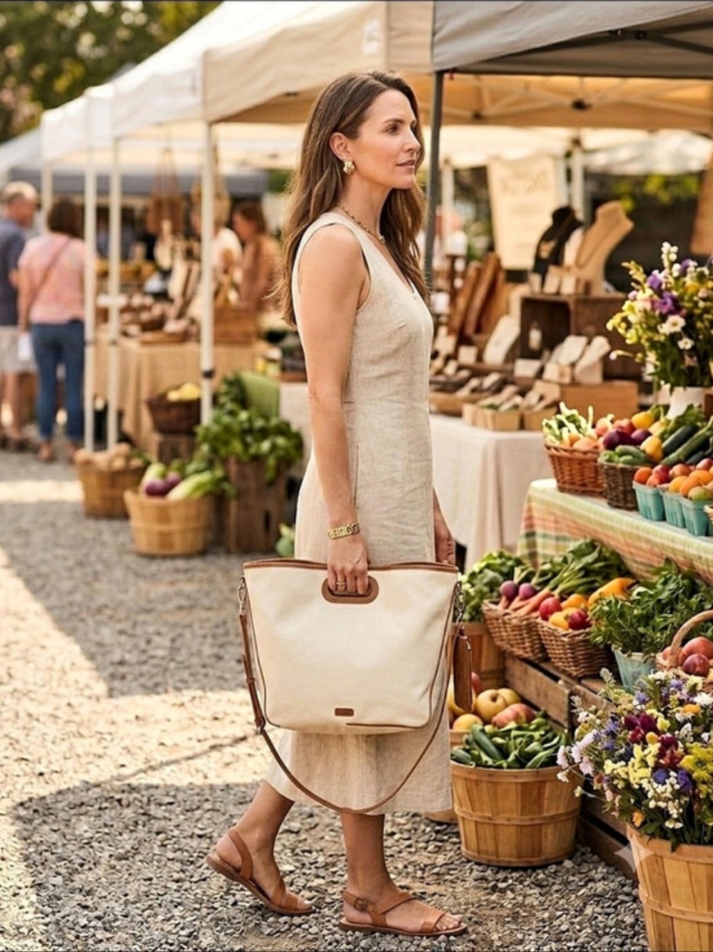 BCBG Hobo Cream & Brown Bag NWT